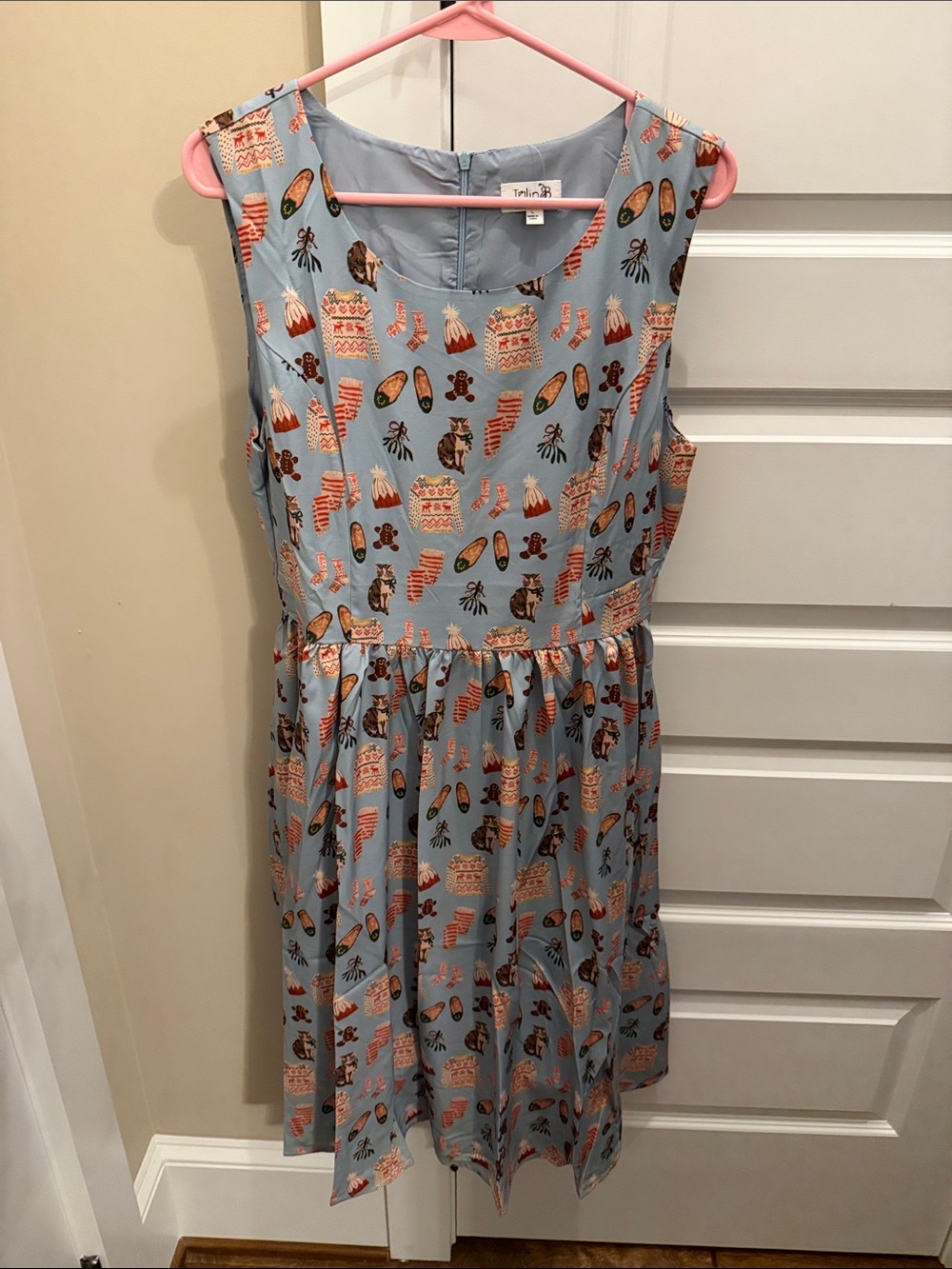 Sleeveless Light Blue Printed Midi Dress by Talbots